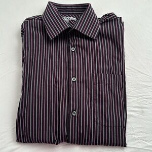 DKNY purple and gray striped button down dress shirt